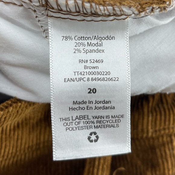 Time and Tru High Rise Wide Leg Button Fly Brown Corduroy Pants, Women's 20 - Picture 8 of 8